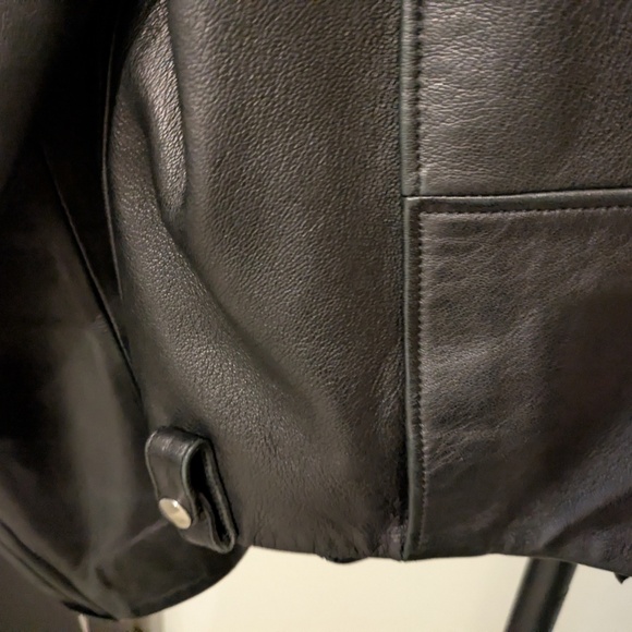 $2000 Acne Studios Mape Black Leather Jacket w/Brown Shearling Collar DE34 - Picture 9 of 10